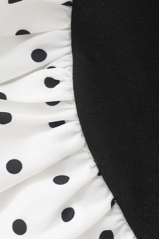 Polka Dot Strapless Sweetheart Bodice Bubble Hem Mini Dress