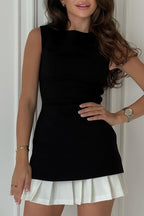 Pleated Hem Sleeveless Dress for Casual Vacation Style