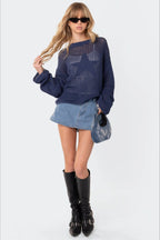 Sexy Hollow Knit Pullover Sweater