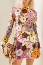3D Floral Embroidery Bodycon Floral Dress