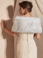 Wedding Cape Faux Fur Shawl Wrap Bridal Winter Warm Cover Ups