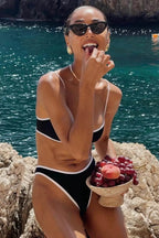 Black White Micro Bikini Set