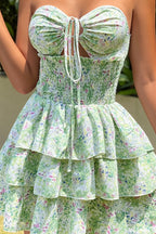 Casual Halter Floral Hollow Mini Dress