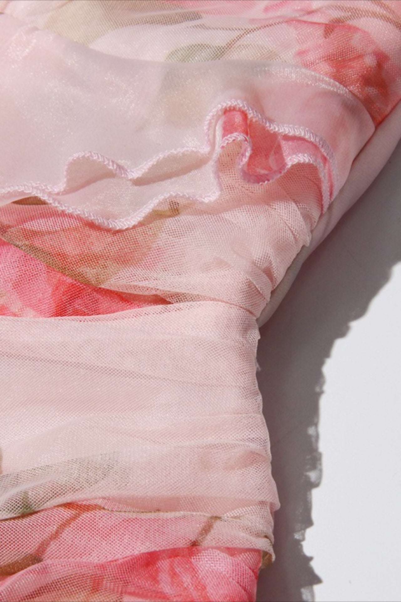 Pink Off Shoulder Sweetheart 3D Applique Floral Print A-Line Maxi Dress