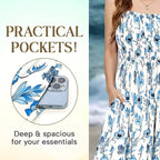 Floral Print Smocked Bodice Spaghetti Strap Tiered Maxi Dress