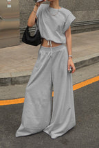 Sleeveless Pullover Wide Leg Pants Two Piece Set