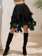 Tiered Ruffle Mesh Irregular High Low Tutu Gothic Lolita Skirt For Women 2026