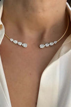 Fashionable Teardrop-shaped Zircon Copper Coil Open Necklace
