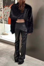 Vintage PU Slim Floor Length Straight Edgy Casual Pants