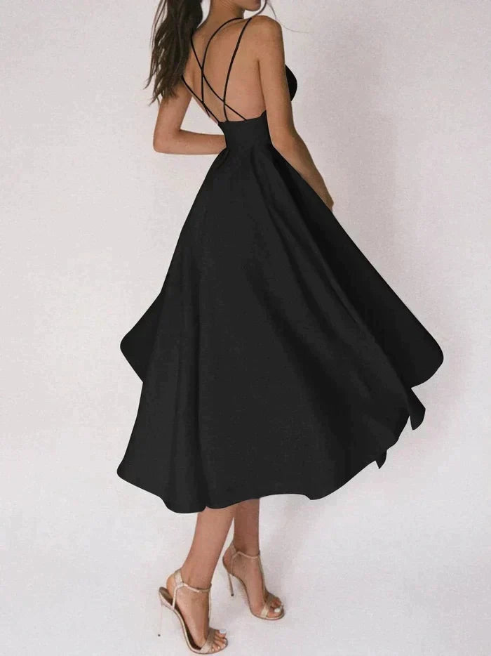 Yessica Elevated Dress with V Neck and Straps Evening Wear Edit