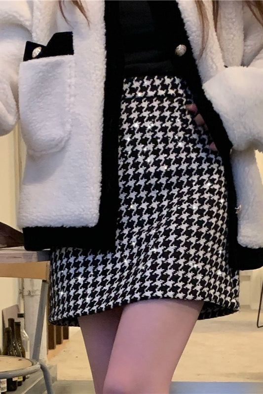Red Plaid High Waist Skirt