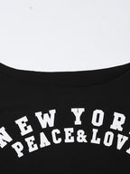 Retro Letter Print Oversized Long Sleeve Tee