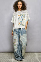 POL Floral Patchwork Lace Accent Blouse
