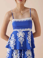 Exquisite Ethnic Floral Contrast Print Tank Top