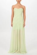 Stylish Three-dimensional Floral Chiffon Patchwork Strapless Elegant Maxi Dress