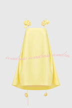 Playful and Flattering Silhouette 3D Rose Drape Straps A-line Mini Dress