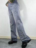 Distressed Star Patch Boyfriend Jeans