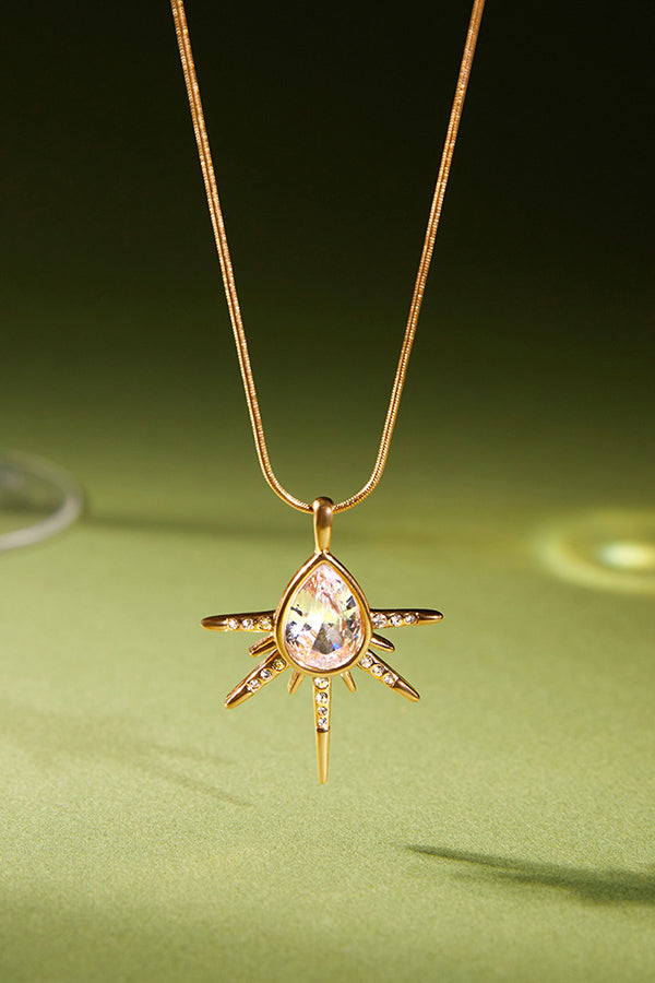 Stylish Affordable-Luxury Stainless Steel and Zircon Stud Earrings and Necklace
