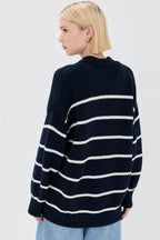 Cotton Stripe V Neck Cardigan