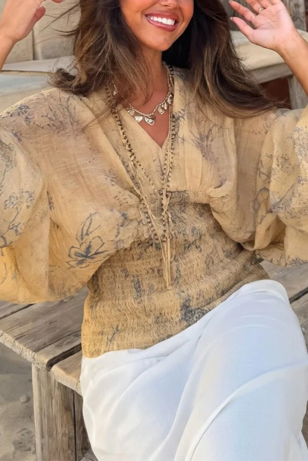 Bohemian Style Ibiza Embroidered Wide-sleeved Shirt