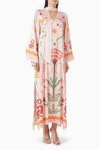 Safari Fantasy Tie-Neck Maxi Dress