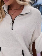 Full Size Cozy Fleece Quarter Zip Long Sleeve Sweatshirt Plus Size