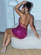 Felica's Sequin Cutout Spaghetti Strap Mini Dress