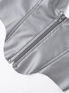 Zip Backless V Neck Halter Vest