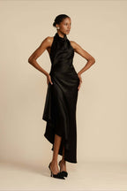 Satin Slit Backless Dress