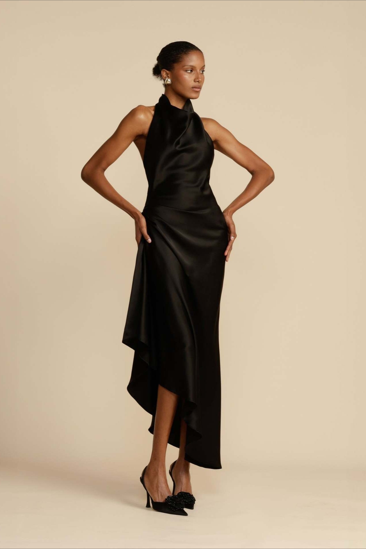 Satin Slit Backless Dress