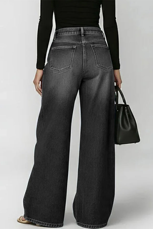 High-Street Edgy Eyelet Cut-Out Baggy Jeans