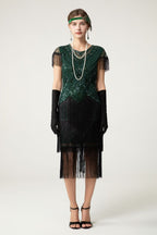 Sequin Short Sleeve Fringe Boho Dress