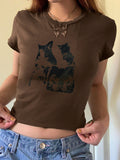 Vintage Cat Hand Printed Tee