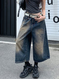 Vintage Distressed Wide Leg Denim Shorts