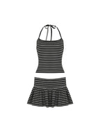 Sexy Backless Stripes Two Piece