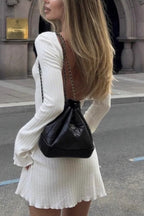 Rib Knit Mock Neck Extra Long Sleeve Bodycon Mini Sweater Dress