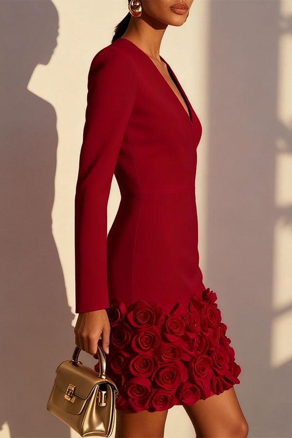 Aurora Rosa 3D Floral Mini Dress Aurora Rosa