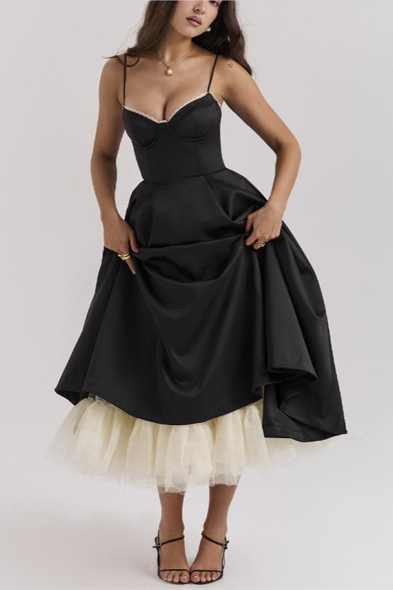 Maxi V-Neck Puff Dress