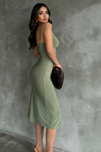 Elegant Sexy Slit Spaghetti Strap Bodycon Dress