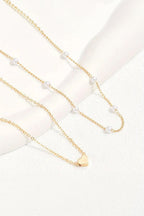 Gold Plated Heart And Pearl Detail 2Pcs Layered Necklace