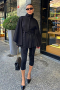 Elegant Stand Collar Belted High-Quality Coat