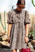 Solid Tie Waist Shirt Mini Dress