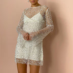 Foam Beads Mesh Two-piece Sling Dress