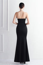 Elegant Feather Trim Strapless Formal Dress