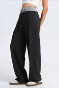 Paneled High Waist  Draping Lounge Knit Pants