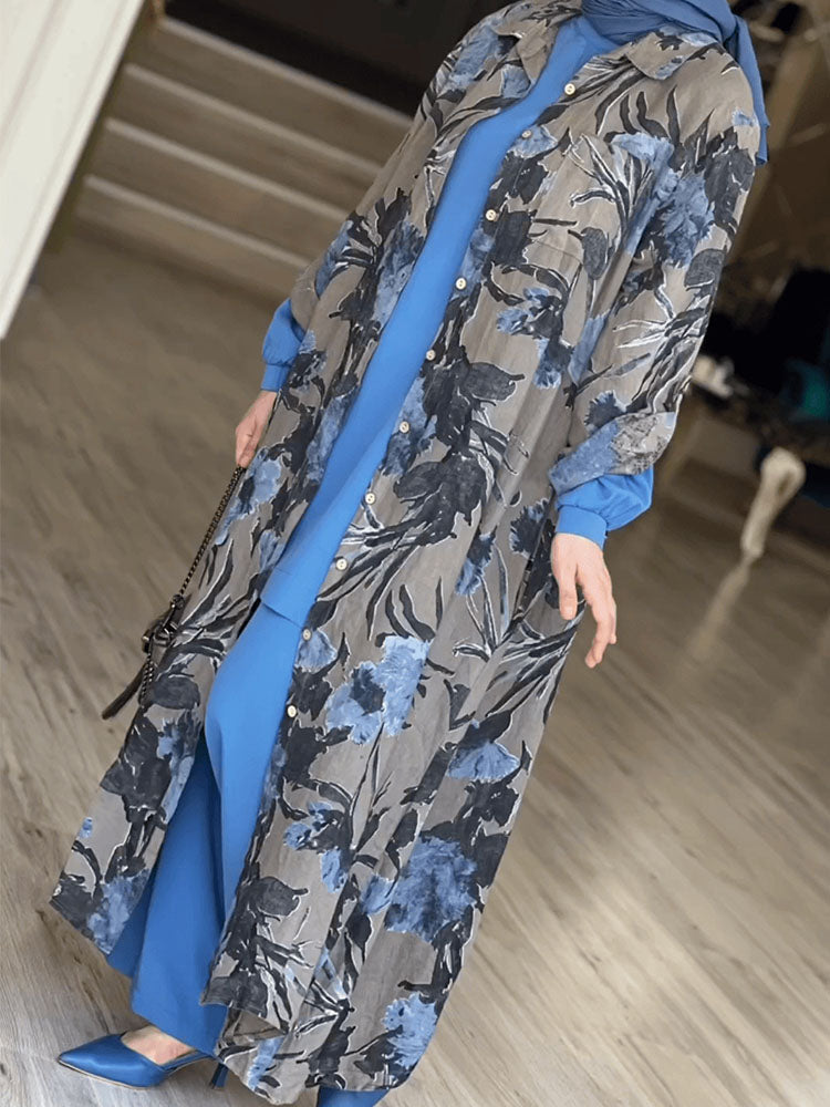 Ethnic Style  Printed Long-Sleeved Cardigan