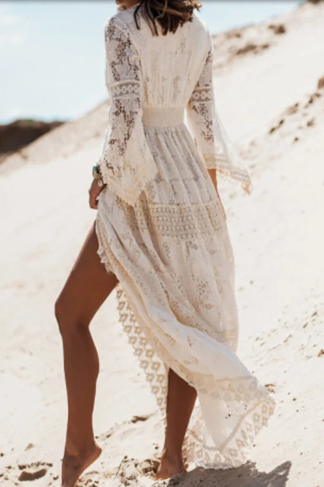 Lace V-Neck Hollow Dress