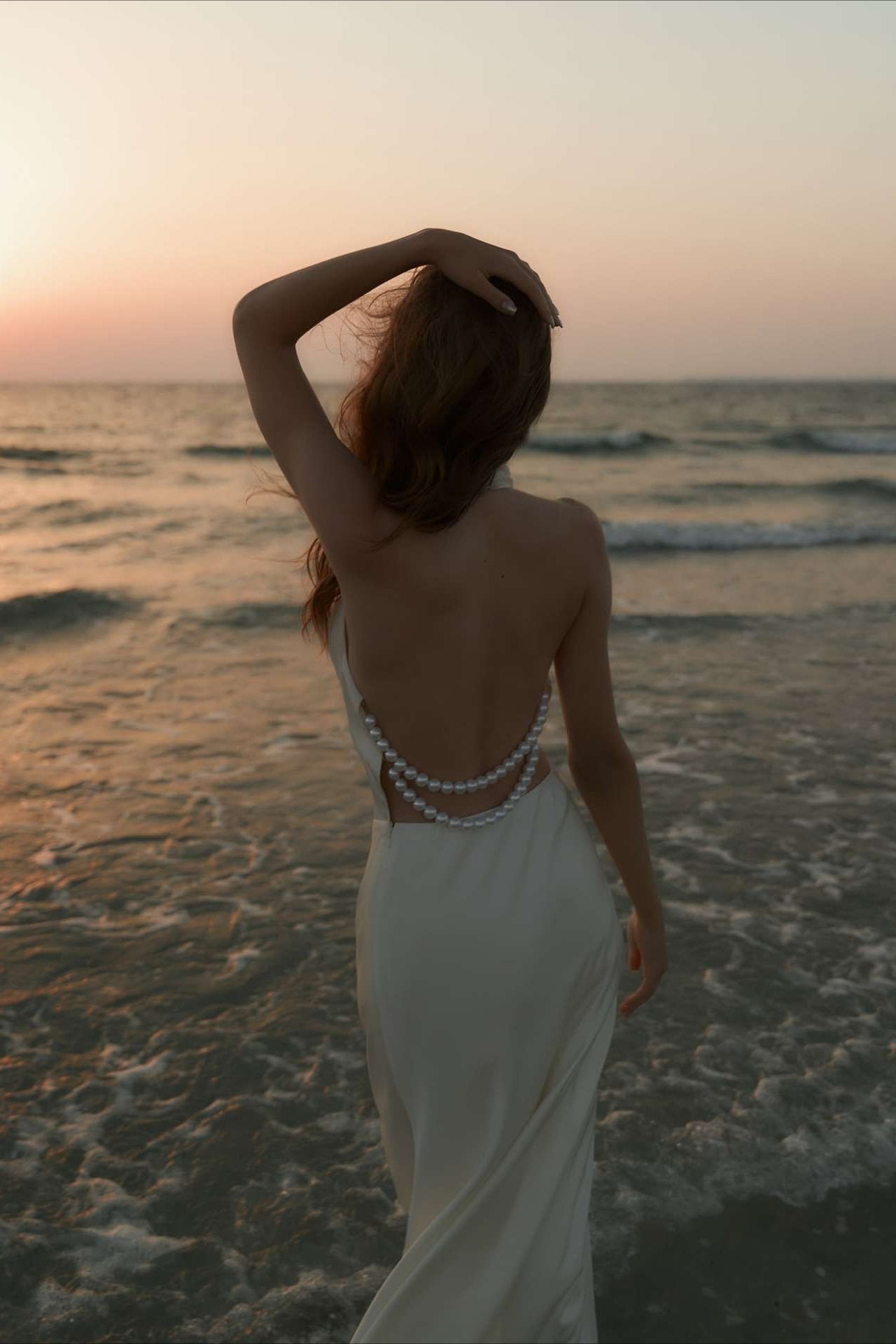 Satin V-Neck Halter Backless Maxi Dress