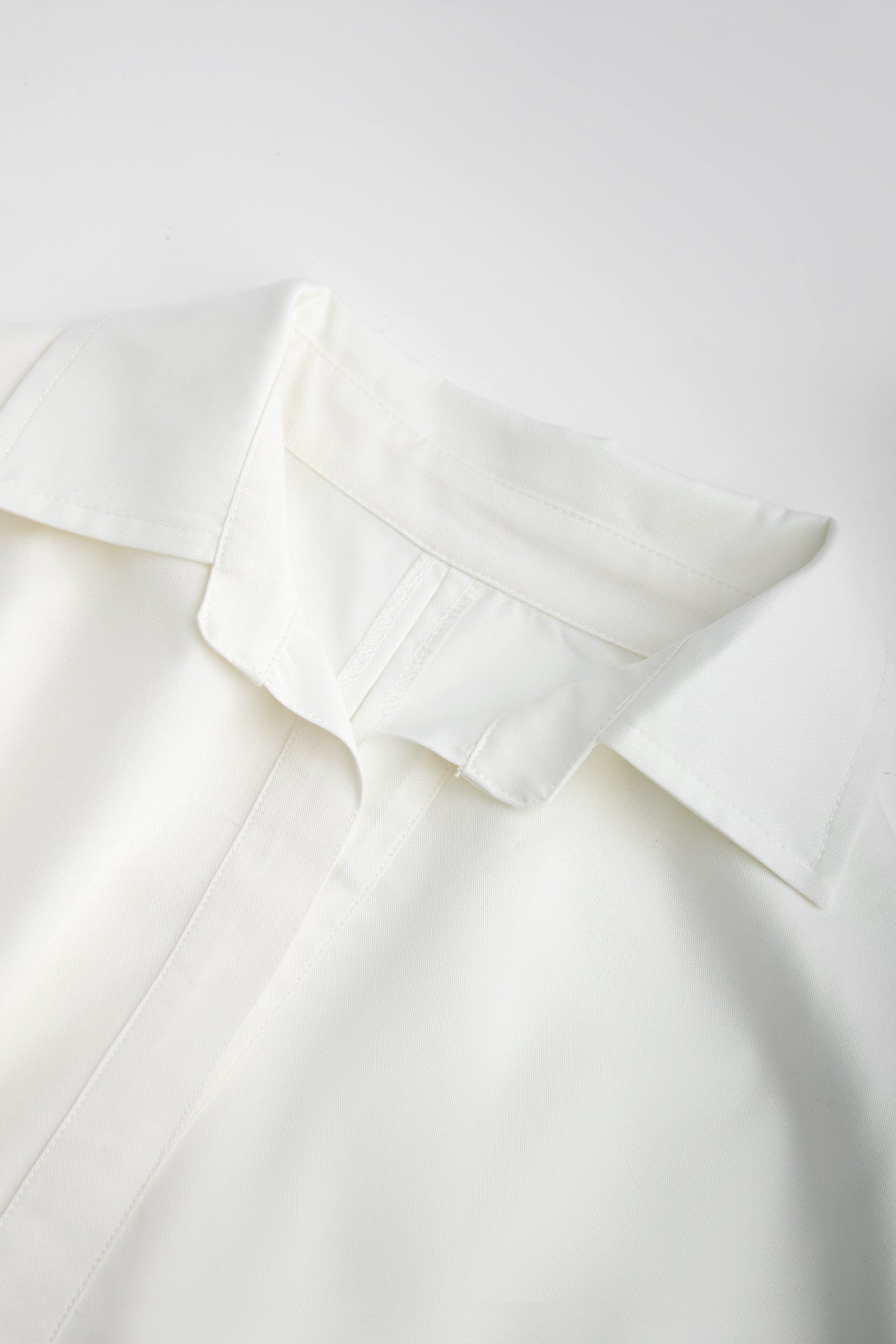 Pointed Collar Puff Sleeve Lace-Up Corset Waist Shirt Mini Dress