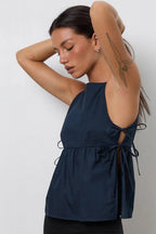 Minimalist Side Tie Solid Tank Top